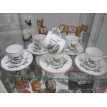 A set 6 piece Royal Worcester cups and saucers featuring birds