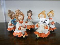 5 continental bisque pottery choral figures