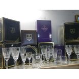 A quantity of boxed Edinburgh crystal wine glasses (5 x 2) sherry/liquor (1 x 2) whiskey tumblers