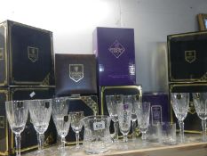 A quantity of boxed Edinburgh crystal wine glasses (5 x 2) sherry/liquor (1 x 2) whiskey tumblers