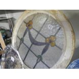 A Victorian round leaded glass window (glass a/f)