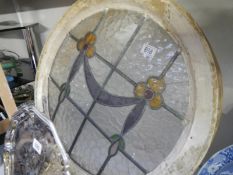 A Victorian round leaded glass window (glass a/f)