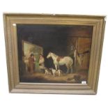 A good antique picture of a Stable Scene