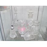 Two crystal and glass decanters and other glassware