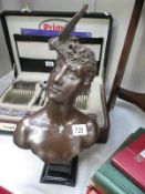 A bronze glazed pottery Roman style bust a/f