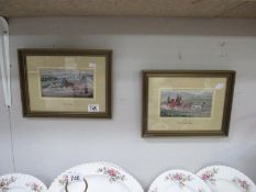 2 framed and glazed Cash's silks - The Tandem and The Four-in-Hand