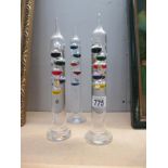 3 glass thermometers