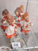 5 Capodimonte girl choir figures