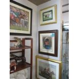 4 framed and glazed horse racing related prints and pictures