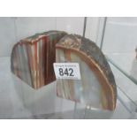 A pair of raw agate bookends