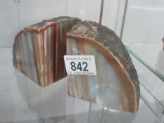 A pair of raw agate bookends