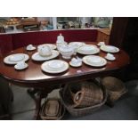 An oval dining table