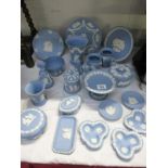 A good lot of Wedgwood blue and white jasperware