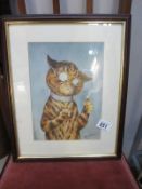 A framed and glazed Louis Wain print