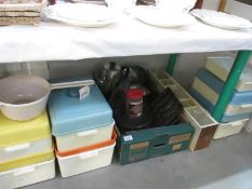 A quantity of vintage kitchenalia including bread bins, cake tins etc.