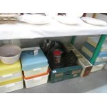 A quantity of vintage kitchenalia including bread bins, cake tins etc.