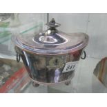 A fine silver plate tea caddy with lock
