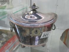 A fine silver plate tea caddy with lock