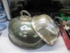 2 silver plate cloches