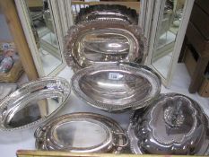 A good lot of silver plate tureens etc.