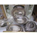 A good lot of silver plate tureens etc.