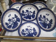 A set of 6 Royal Doulton Booths Real Old Willow plates from The Majestic Collection