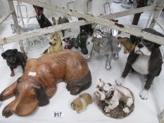 A large quantity of assorted dog figurines