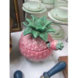 A Portugese Casa Pupo strawberry lidded dish and spoon