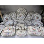 A collection of Copeland Spode Chinese Rose tea and dinner ware items including teapot, coffee pot,