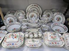 A collection of Copeland Spode Chinese Rose tea and dinner ware items including teapot, coffee pot,