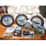 A collection of RAF plates and memorabilia including Spitfire clock etc