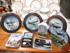 A collection of RAF plates and memorabilia including Spitfire clock etc