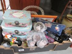 A quantity of mixed items including Cath Kidston bag, Russian dolls, compacts,