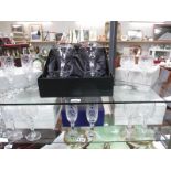 A boxed set of Royal Doulton cocktail glasses, 3 x 2 boxed Edinburgh Crystal wine glasses,