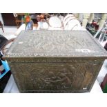 An Edwardian pressed box coal box