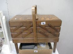 A good 3 tray cantilever sewing box and contents