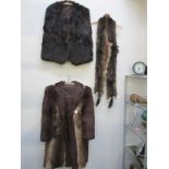 A collection of 4 furs including coat,