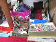 A collection of sewing items cotton reels etc.