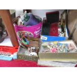 A collection of sewing items cotton reels etc.