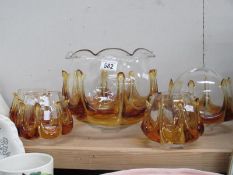 5 assorted hand-blown glass shades