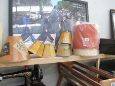 A quantity of vintage lamp shades