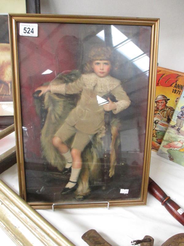 A mid 20th century framed and glazed Lithographic print of a boy