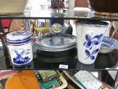 A quantity of blue and white china