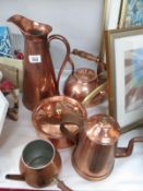 5 copper items including kettle