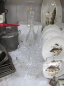 Two decanters and other glassware