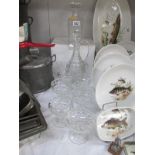 Two decanters and other glassware