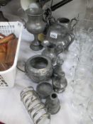 A quantity of pewter and metal items