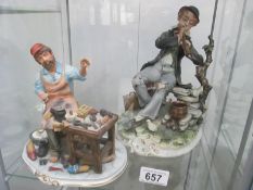 Two Capodimonte figures - The Cobbler and Clarinet player (a/f)