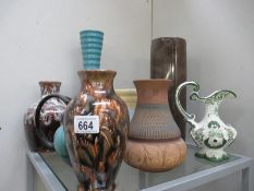 A quantity of pottery, salt glazed jugs etc.