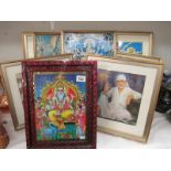 A quantity of framed and glazed Indian religious prints etc.